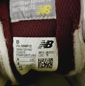 New Balance Women’s Figs 996 WL996FI2 Gray Burgundy  Shoes Sneakers Sz 8 B